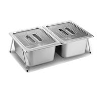 Distributeur de condiments en acier inoxydable - Plateau de service réfrigéré pour aliments glacés et épices (15 cm/2 compartiments) pour événements de restauration