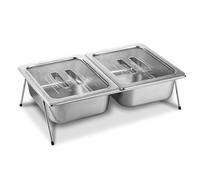 Distributeur de condiments réfrigéré, plateau de service alimentaire en acier inoxydable, présentoir à épices à 2 grilles pour buffet, récipient à condiments glacé, parfait pour les restaurants et la