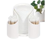 Distributeur de cotons-tiges - Distributeur de cotons-tiges | Porte-Qtips CottonPad | Étui distributeurs de Qtip de voyage | Pot rond en laine de coton pour vanité | Accessoires de salle de bain pour
