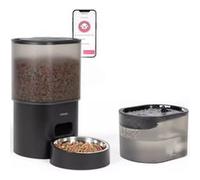 Distributeur de croquettes automatique 5w noir + fontaine à eau PET107