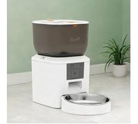 Distributeur de croquettes connecté pour chat avec caméra - 4 L - acier inoxydable blanc