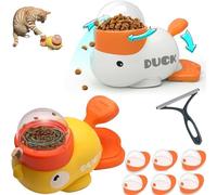 Distributeur de croquettes Fuzzibud Duckie pour chat, jouet interactif 2 en 1 avec distributeur de croquettes et mange-friandises, jouet distributeur de nourriture pour chat, Occupe les chats (All)