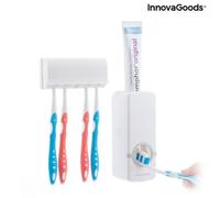 InnovaGoods® Distributeur de Dentifrice avec Support pour brosses à Dents Diseeth, économise du Dentifrice et Garde Vos brosses en Ordre, Design Compact, idéal pour la Salle de Bain.