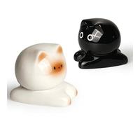 Distributeur de -dents pour chat - Support de rangement en céramique, boîte à figurines de chat siamois, accessoire de bureau mignon pour le nettoyage des dents avec fil dentaire, apéritif, décora