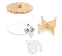 Distributeur de Détergent, Distributeur de Détergent Transparent avec Robinet et Couvercle avec Tasses à Mesure pour Lessive Liquide, Sauces, Sirops, Détergents, Assouplissants, Gel Douche