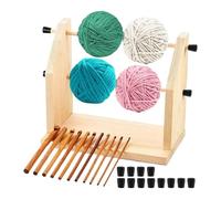 Distributeur de fil à crochet - Porte-moulinet en bois | Organisateur de rangement de fil rotatif double, support de boule de fil stable pour les vacances et les anniversaires