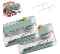 Distributeur de fil dentaire portable pour voyage, 2 pièces rechargeables avec 30 cure-dents pour nettoyer les dents (bleu)