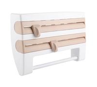 Distributeur de Film Alimentaire et Papier Aluminium, Support Mural 3-en-1 avec Cutter pour Sopalin et Épices, 39x10x24cm