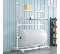 Distributeur de Film étirable sur Pied réglable avec Coupe-Film, Support de Rangement Mobile pour Rouleaux de Papier d'emballage, Porte-Film en Mousse sur roulettes pour Un Emballage Facile