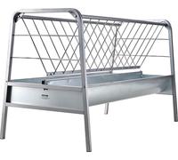 Distributeur de foin pour bétail VEVOR, mangeoire 2 en 1 pour céréales et foin, distributeur de foin pour pâturage d'une capacité de 80 gallons, distributeur de foin de 59" pour chèvres avec mangeoire