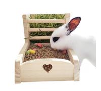 Distributeur De Foin pour Lapins | Râtelier en Bois Double Zone pour | Râtelier à Foin pour Gerbille - pour Chinchilla Lapin Hamster Furet Cochon d'Inde Gerbille Souris Hérisson