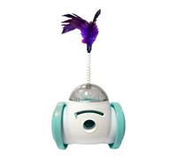 Distributeur de friandises pour chat - Jouet distributeur de nourriture pour chien avec plume - Jouet distributeur de friandises pour chat - Balle en aluminium