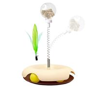 Distributeur de friandises pour chat - Plateau tournant anti-fuite et jouet interactif - Puzzle de nourriture pour chat avec plumes - Jouet multifonction pour chatons et chats domestiques