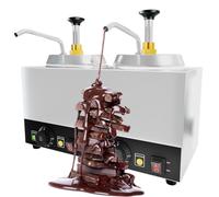 Distributeur de Fromage Électrique, Distributeur Chauffe-confiture en Acier Inoxydable 300 W avec Pompe, Température Réglable 30-85 ℃, Chauffe-confiture À Double Tête 4 L, pour Ketchup Au Caramel