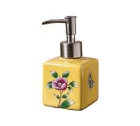 Distributeur de Gel Douche Bouteilles à Pompe en céramique Faites la Main for Salle de Bain et Cuisine, Forme carrée cubique Décoration de Salle de Bain esthétique(Yellow C)