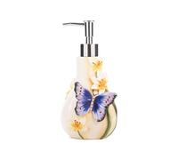 Distributeur de Gel Douche Distributeur de Lotion Papillon et Fleur lys Peint à la Main, Accessoires Salle Bains Décoration de Salle de Bain esthétique
