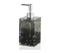 Distributeur de Gel Douche Distributeur de Savon en résine translucide avec Paillettes Texture Fleur Glace argentée Décoration de Salle de Bain esthétique(Black)