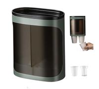 Distributeur de gobelets mural pour gobelets en papier - Support adhésif sans perçage, porte-gobelet jetable avec couvercle anti-poussière pour cuisine, salle de bain, bureau, grand vert pour la mais