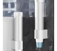 Distributeur de gobelets, porte-gobelets, distributeur de tasses mural anti-poussière, distributeur automatique de tasses avec couvercle anti-poussière (long noir)