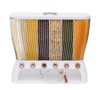 Distributeur de Grains 10kg - avec 6 Divisions - 6 in 1 Distributeur de Céréales pour Stockage de Riz Grains - avec Tasse de