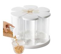 Distributeur de grains rotatifs - Distributeur rond de nourriture - Récipient de stockage de grains rotatif à 360° - Récipient de rangement de cuisine en plastique - Récipient à grains scellé