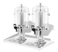 vidaXL Distributeur de jus double – Acier inoxydable – 2 x 8 L (16 L) – Robinet