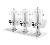 vidaXL Distributeur de jus 3×8 L Acier inoxydable Plastique transparent Robinet