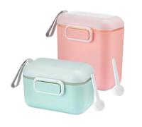 Distributeur de Lait en Poudre, 800ml+400ml Distributeur de Poudre de Formule, Distributeur De Lait En Poudre Portable, Boîte de Stockage de Lait en Poudre avec Cuillère Vert, Rosé