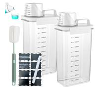 Distributeur de Lessive, 2 pcs Cartouche de Détergent Transparente, 2300ml de Distributeur de Lessive étanche à L'air Avec Gobelet Doseur, Boîte à Lessive Multifonctionnelle, Pour Salle de Bains