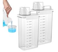 Distributeur de Lessive, 2 pcs Cartouche de Détergent Transparente, 2300ml de Distributeur de Lessive étanche à L'air Avec Gobelet Doseur, Rangement Lessive Multi Usages, Pour Laverie, Salle de Bains