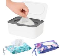 Distributeur de lingettes avec 2 supports de lingettes rechargeables de voyage réutilisables, boîte de rangement pour lingettes jetables pour animaux de compagnie, crèche, bureau, comptoir, cadeau de