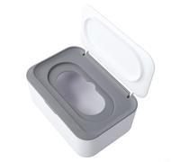 Distributeur de lingettes avec couvercle en plastique avec joint en caoutchouc et pieds antidérapants pour la maison, le bureau, la salle de bain, la cuisine (gris)