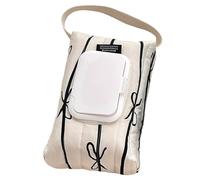 Distributeur de lingettes en coton avec nœud rayé, pochette de lingettes rechargeable avec poignée suspendue, portable pour voyage, maison, voiture, bureau, 5, 1 x 2, 4 x 9, 5 pouces.