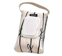 Distributeur de lingettes en coton avec nœud rayé, pochette rechargeable avec poignée suspendue, portable pour voyage, maison, voiture, bureau, 13 x 6, 1 x 24, 1 cm