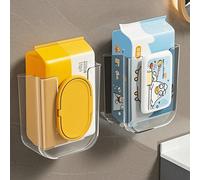 Distributeur de lingettes humides mural, support en plastique auto-adhésif, grande ouverture, forte capacité de charge, convient pour le rangement des serviettes de salle de bain, la salle de bain, la