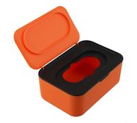 Distributeur de lingettes humides pour bébé avec couvercle, étui de rangement en plastique avec joint en caoutchouc, convient pour la maison, le bureau, la salle de bain (noir orange)
