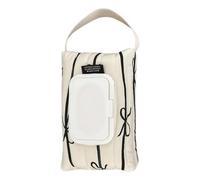 Distributeur de lingettes humides - Sac porte-lingettes | Pochette de voyage pour lingettes humides, sac en coton pour lingettes pour bébé, organisateur de rangement à rayures et nœuds, étui pour