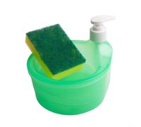 Distributeur de liquide à presse de 5,1 cm et porte-éponge d'évier de cuisine, distributeur automatique de savon à vaisselle avec grande capacité pour le nettoyage de la maison, en plastique (vert)