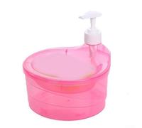 Distributeur de liquide à presse de 5,1 cm et porte-éponge d'évier de cuisine, distributeur automatique de savon à vaisselle avec grande capacité pour le nettoyage de la maison, en plastique (rose)