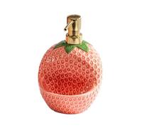 Distributeur de liquide Distributeur De Savon En Céramique À La Fraise Avec Porte-éponge, Flacon Pompe Lotion Rechargeable Et 2 1 For Cuisine Maison Flacon de savon de comptoir(Pink)