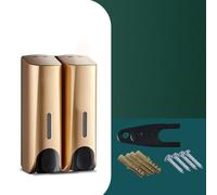 Distributeur de liquide, fixation murale, capacité de 380 ml, convient pour la maison, l'entreprise et la salle de sport (double tête dorée)