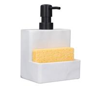 Distributeur de liquide Organisateur de comptoir 3 en 1 avec porte-éponge et liquide Flacon de savon de comptoir