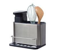 Distributeur de liquide vaisselle - Réservoir à pompe en acier inoxydable pour cuisine, porte-éponge, organisateur d'évier, accessoires d'évier | Unité de rangement antidérapante, aide de cuisine