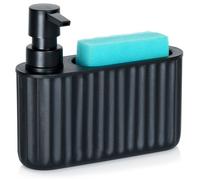 Distributeur de Liquide Vaisselle Vilde - Pratique avec Éponge - 16,5 x 5,5 x 14,5 cm - Noir Mat