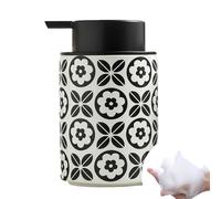 Distributeur de lotion - Distributeur de mousse rechargeable - Flacon pompe à mousse - Récipient en céramique - Pot liquide pour douche, cuisine, salle de bain - Bouteille de savon (fleur)