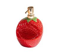 Distributeur de lotion Distributeur De Savon En Céramique À La Fraise Avec Porte-éponge, Flacon Pompe Lotion Rechargeable Et 2 1 For Cuisine Maison Bouteille de savon multi-usages(Red)