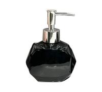 Distributeur de lotion Distributeur de savon en céramique forme chat géométrique avec pompe plastique Bouteille de savon multi-usages(Black)