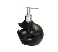 Distributeur de lotion Distributeur de savon en céramique forme teckel noir avec pompe plastique Bouteille de savon multi-usages