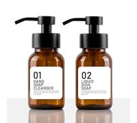 Distributeur de lotion Distributeur De Savon For Les Mains Et La Vaisselle Cherish For Cuisine, Bouteilles En Verre Ambré Avec Pompes Acier Inoxydable Noir Mat Bouteille de savon multi-usages