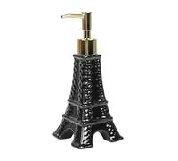 Distributeur de lotion Distributeur De Savon Salle Bain En Forme Tour Eiffel, 200 Ml, Joli Flacon Pompe Rechargeable Céramique Au Style Parisien Bouteille de savon multi-usages(Black)